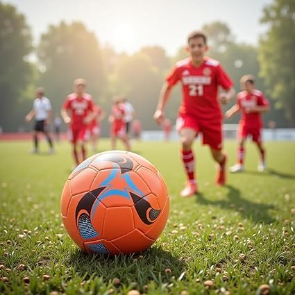 Soccer Ball Size 5 Durable PVC Cover Bright Orange