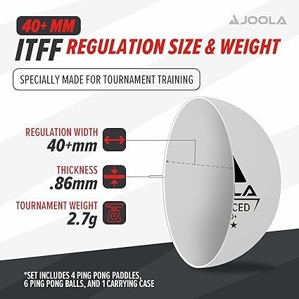 JOOLA Premium Table Tennis Set 4 Regulation Ping Pong PaddlesTraining Ping Pong Balls and Carrying Case